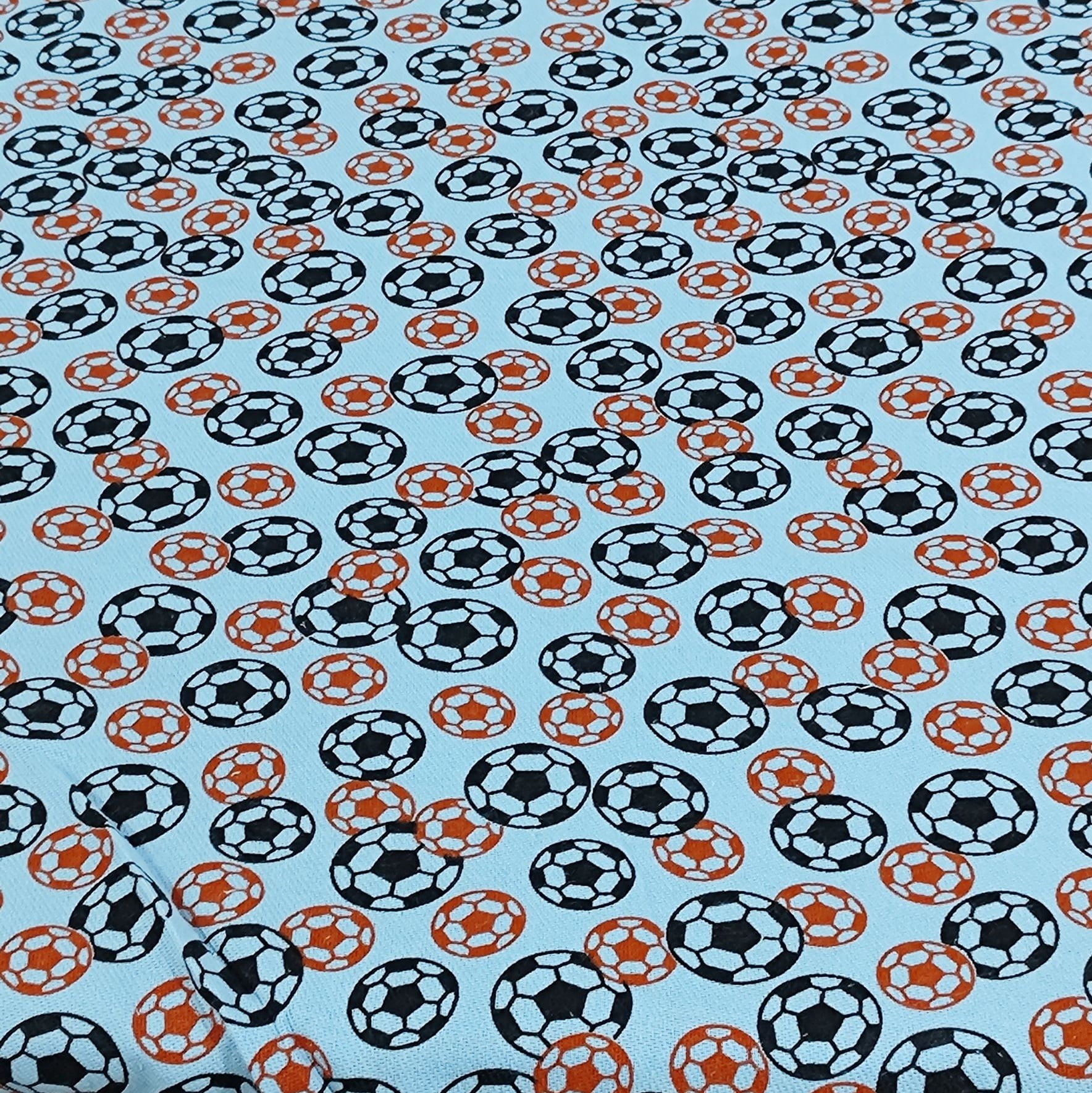 Tecido Flanela Infantil Futebol Fundo Azul  - Empório dos Tecidos 