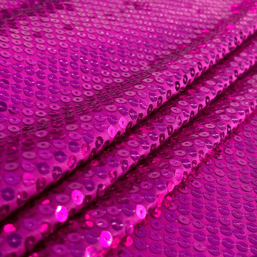 Tecido Paetê Malha Rosa Choque - Empório dos Tecidos 