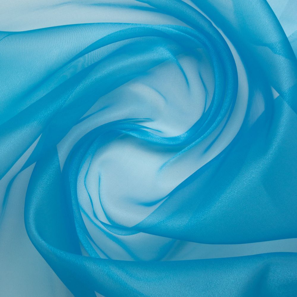 Tecido Organza Cristal Azul Turquesa - Empório dos Tecidos 