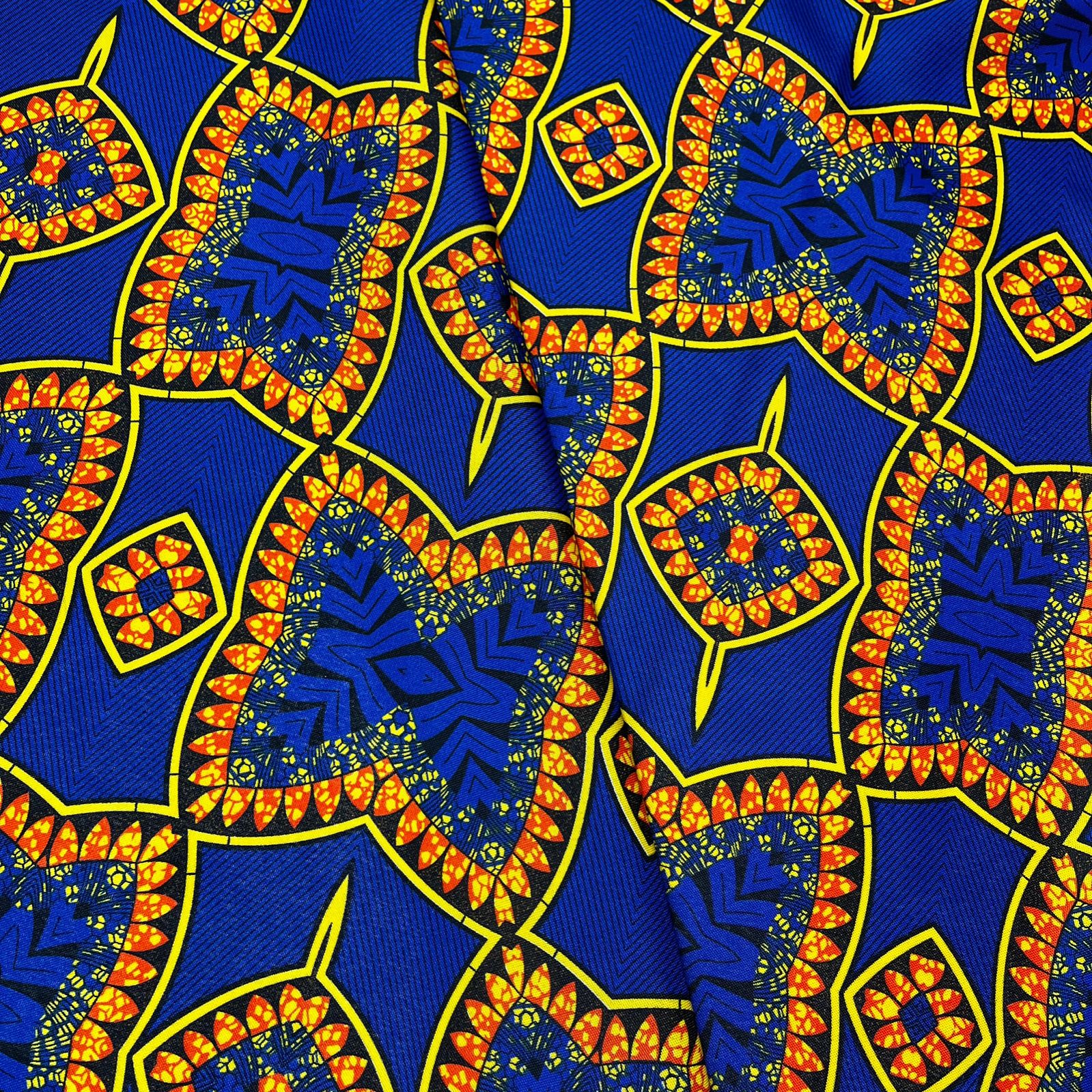 Tecido Oxford Etnicas Africanas Arte Fundo Azul - Empório dos Tecidos 