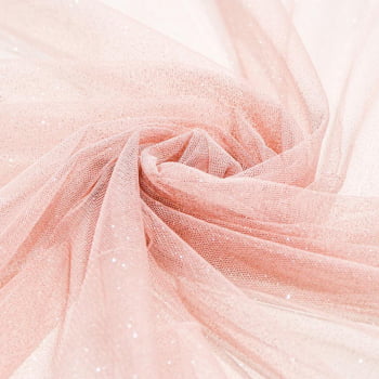 Tecido Tule Glitter Rosa Nude com 50 metros