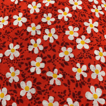 Tecido Chitão Estampado Floral Fundo Vermelho