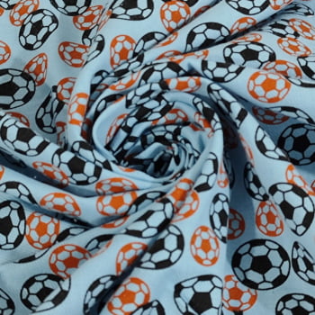 Tecido Flanela Infantil Futebol Fundo Azul  - Empório dos Tecidos 