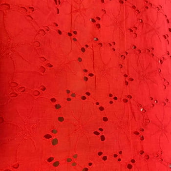 Tecido Laise Bordada Arabesco Vermelho - Empório dos Tecidos 