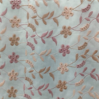 Tecido Laise Mista Bordada Floral Clarinho - Empório dos Tecidos 