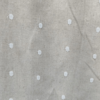 Tecido Linho Bordado Cru Poá Branco - Empório dos Tecidos 