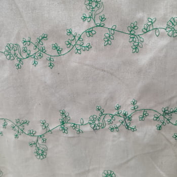 Tecido Linho Bordado Floral Verde - Empório dos Tecidos 
