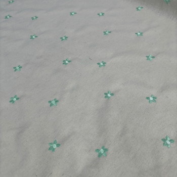 Tecido Linho Bordado Florzinhas Verde Água - Empório dos Tecidos 