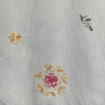 Tecido Linho Bordado Floral - Empório dos Tecidos 