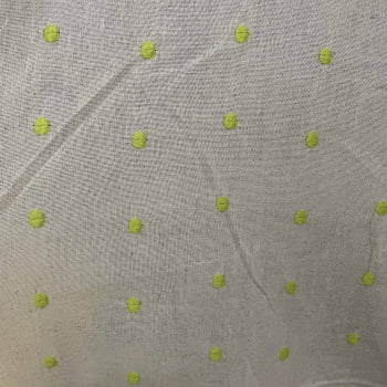 Tecido Linho Bordado Poá Verde Lima - Empório dos Tecidos 