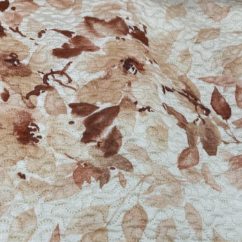 Tecido Matelado Dupla Face Fundo Creme Floral Laranja Claro - Empório dos Tecidos 