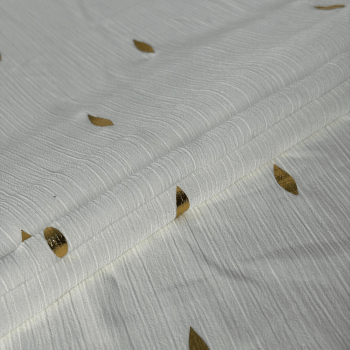 Tecido Musseline Chiffon Branca com Detalhes