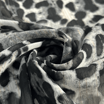 Tecido Musseline Estampada Animal Print Tons de Preto