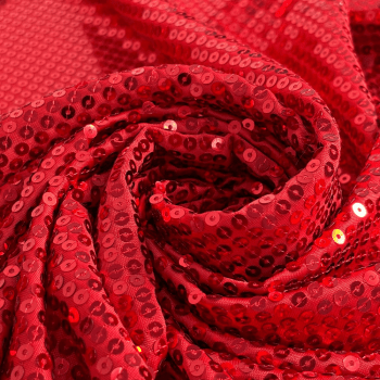 Tecido Paetê Malha Vermelho - Empório dos Tecidos 