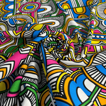 Tecido Oxford Arte Círculos Coloridos - Empório dos Tecidos 