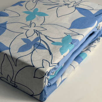 Jogo de Cama Encanto Solteiro Floral Azul - Empório dos Tecidos 