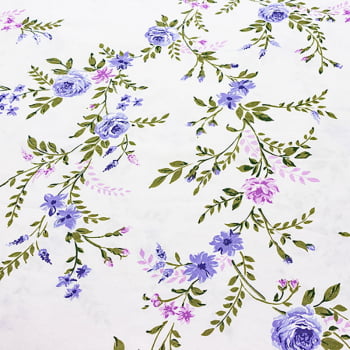 Tecido Percal Estampado Floral Rosas Lilás - Empório dos Tecidos 