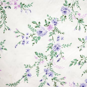 Tecido Percal Estampado Floral Rosas Lilás - Empório dos Tecidos 