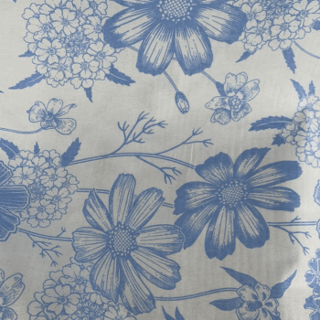 Tecido Percal Floral Azul 180 Fios
