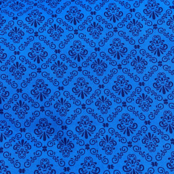 Tecido Tricoline Estampada Detalhes Azul Fundo Azul 