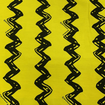 Tecido Tricoline Estampada Detalhes Preto Fundo Amarelo