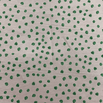 Tecido Tricoline Estampada Poá Verde Fundo Branco - Empório dos Tecidos 