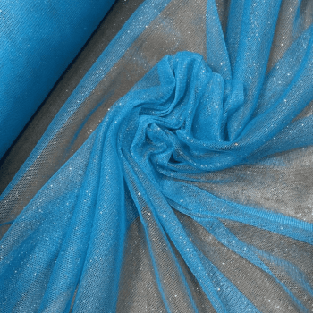 Tecido Tule Glitter Azul Turquesa - Empório dos Tecidos 