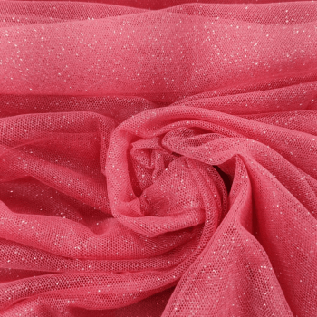 Tecido Tule Glitter Rosa Chiclete
