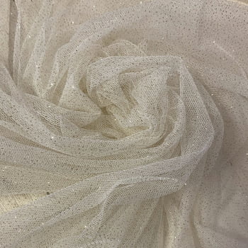 Tecido Tule Glitter Off-White - Empório dos Tecidos 
