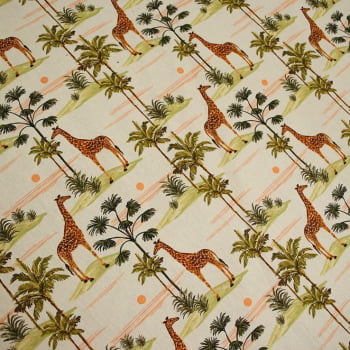 Tecido Tricoline Peripam Estampada Girafas  - Empório dos Tecidos 