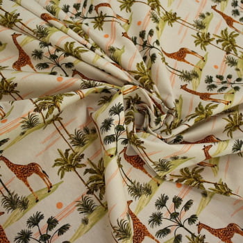 Tecido Tricoline Peripam Estampada Girafas  - Empório dos Tecidos 