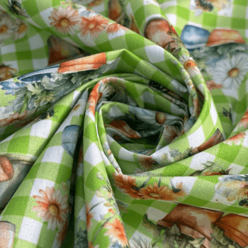 Tecido Tricoline Peripam Vasinho de Flores  no Verde - Empório dos Tecidos 