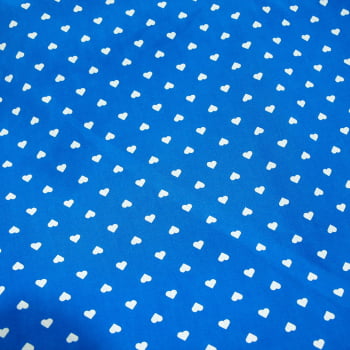 Tecido Tricoline Peripam Mini Coração Azul Royal - Empório dos Tecidos 