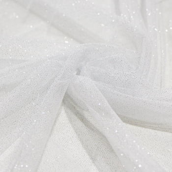 Tecido Tule Glitter Branco - Empório dos Tecidos 