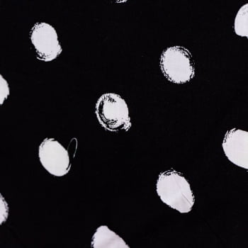 Tecido Viscolinho Estampado Poá Dots Preto  - Empório dos Tecidos 