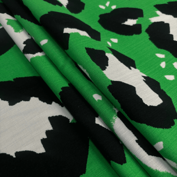 Tecido Viscolinho Animal Print Verde 