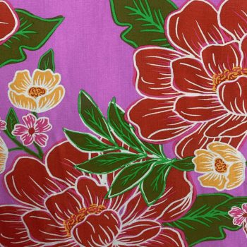 Tecido Viscolinho Estampado Floral Fundo Rosa