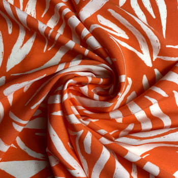 Tecido Viscose Animal Print fundo Laranja