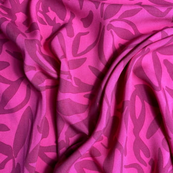 Tecido Viscose Flores fundo Rosa Pink - Empório dos Tecidos 