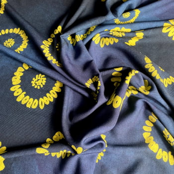 Tecido Viscose Tie Dye Amarelo fundo Azul Marinho