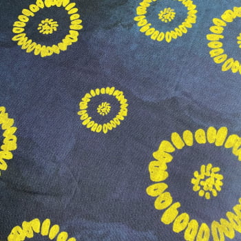 Tecido Viscose Tie Dye Amarelo fundo Azul Marinho - Empório dos Tecidos 