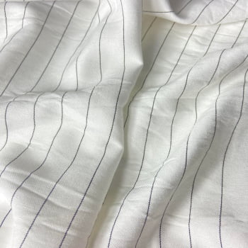 Tecido Viscose Rayon Sensoriale Risca De Giz Fundo Branco