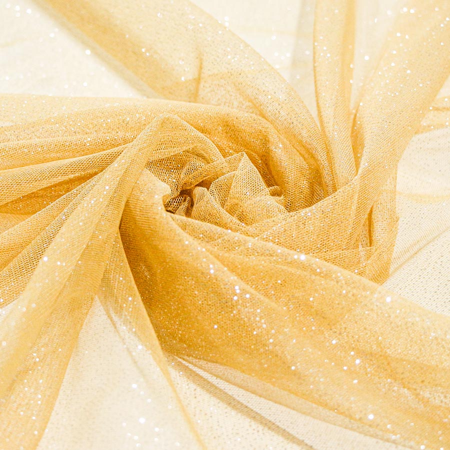 Tecido Tule Glitter Dourado - Empório dos Tecidos 