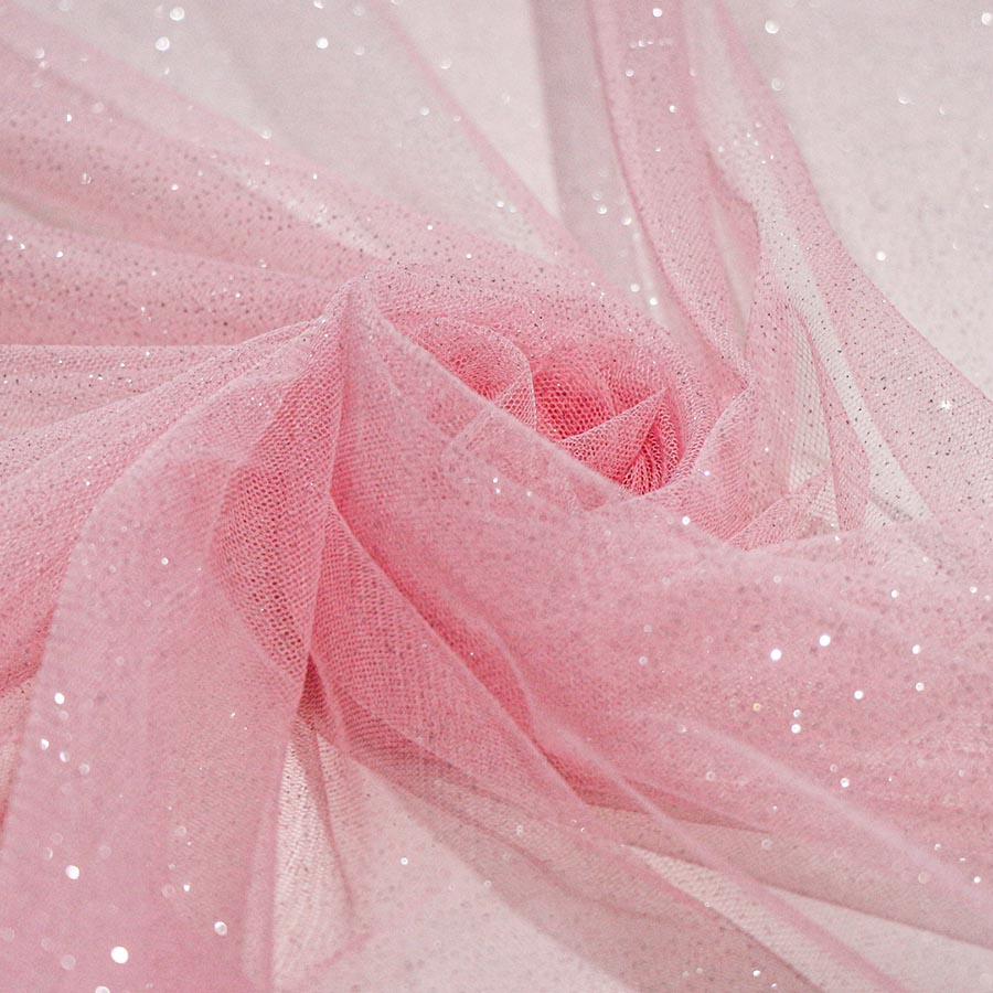 Tecido Tule Glitter Rosa Claro - Empório dos Tecidos 