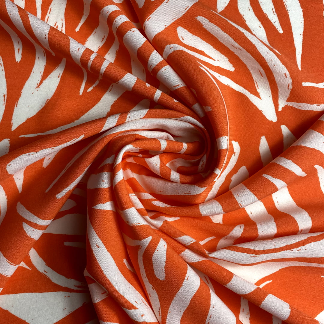 Tecido Viscose Animal Print fundo Laranja - Empório dos Tecidos 